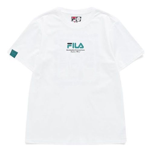 FILA FUSION Casual Sports Round Neck Printing Knit Short Sleeve White T11M123104F-WT
