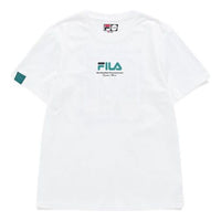FILA FUSION Casual Sports Round Neck Printing Knit Short Sleeve White T11M123104F-WT