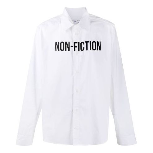 Off-White FW20 Non-Fiction Printing Long-sleeved Shirt Men White OMGA127E20FAB0020110