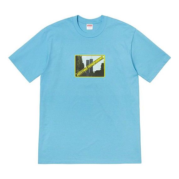 Supreme SS19 Greetings Tee Printing Short Sleeve Unisex Blue SUP-SS19-10519