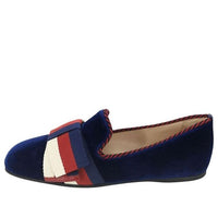 (WMNS) Gucci Velvet Sylvie Bow Ballerinas 'Navy' 496594-9FR10-4566