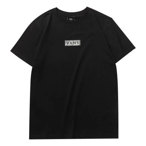 Vans Logo Printing Short Sleeve Couple Style Black VN0A4MMCBLK