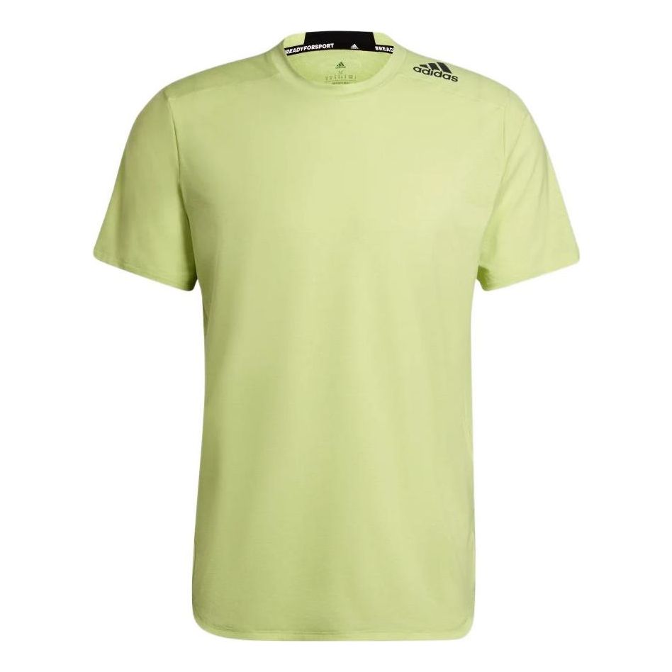 Men's adidas Solid Color Sports Logo Casual Round Neck Short Sleeve Blue T-Shirt HB9203