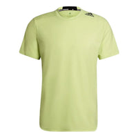Men's adidas Solid Color Sports Logo Casual Round Neck Short Sleeve Blue T-Shirt HB9203