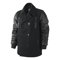Nike Lebron Peacoat Leather Wool Jacket 'Black' 507702-010