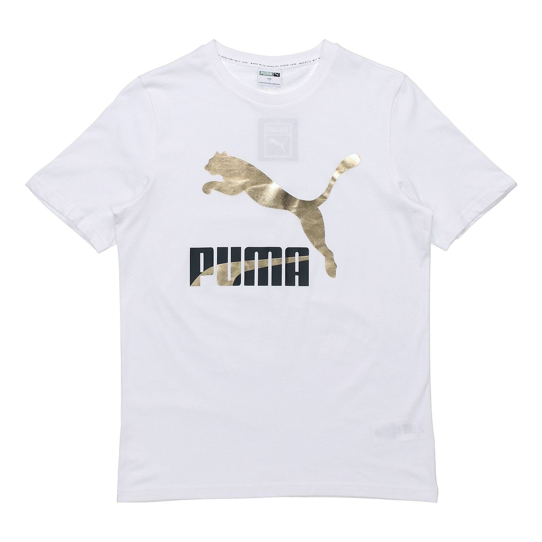 PUMA Classics Logo T-Shirt 'White Gold Black' 532280-02