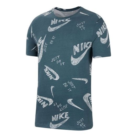 Nike Logo Round Neck Pullover Short Sleeve Blue CU9083-058