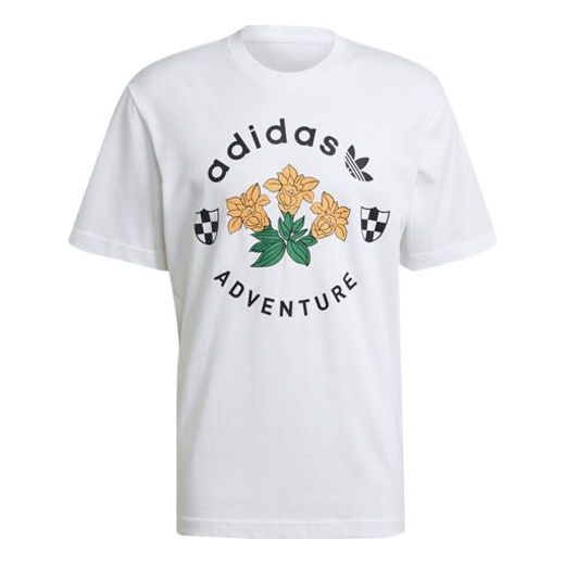 adidas originals Adventure Flower Pattern Causual Sports Round Collar Male White GN2371
