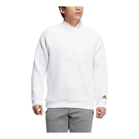 Men's adidas Bos Spcr Sweat Solid Color Large Logo Embroidered Pullover Round Neck Half Zipper Long Sleeves White HG8296