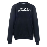 (WMNS) Off-White Cotton Printing Round Neck Pullover Black Hoodie OWBA055E20FLE0011001