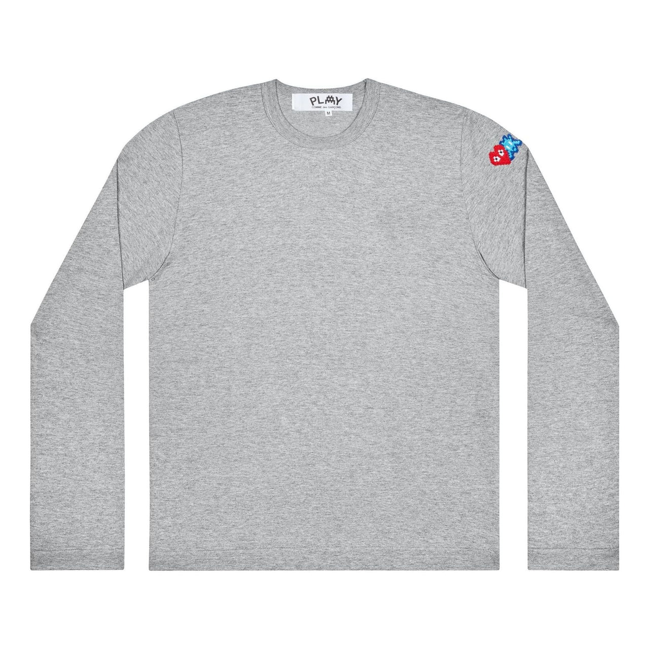 COMME des GARCONS PLAY FW25 x Invader Double Pixel Heart Long Sleeve T-Shirt 'Gray' AZ-T330-051-2