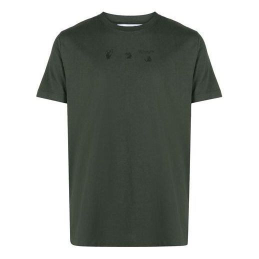 Off-White SS21 Back Printing Round Neck Short Sleeve Version Green OMAA027S21JER0125955
