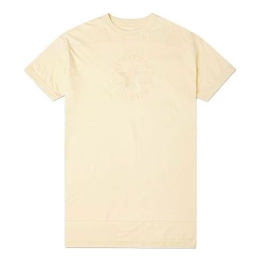 Converse Logo Embroidered Loose Casual mid-length Short Sleeve Asia Sizing 'Light Yellow' 10021721-A01