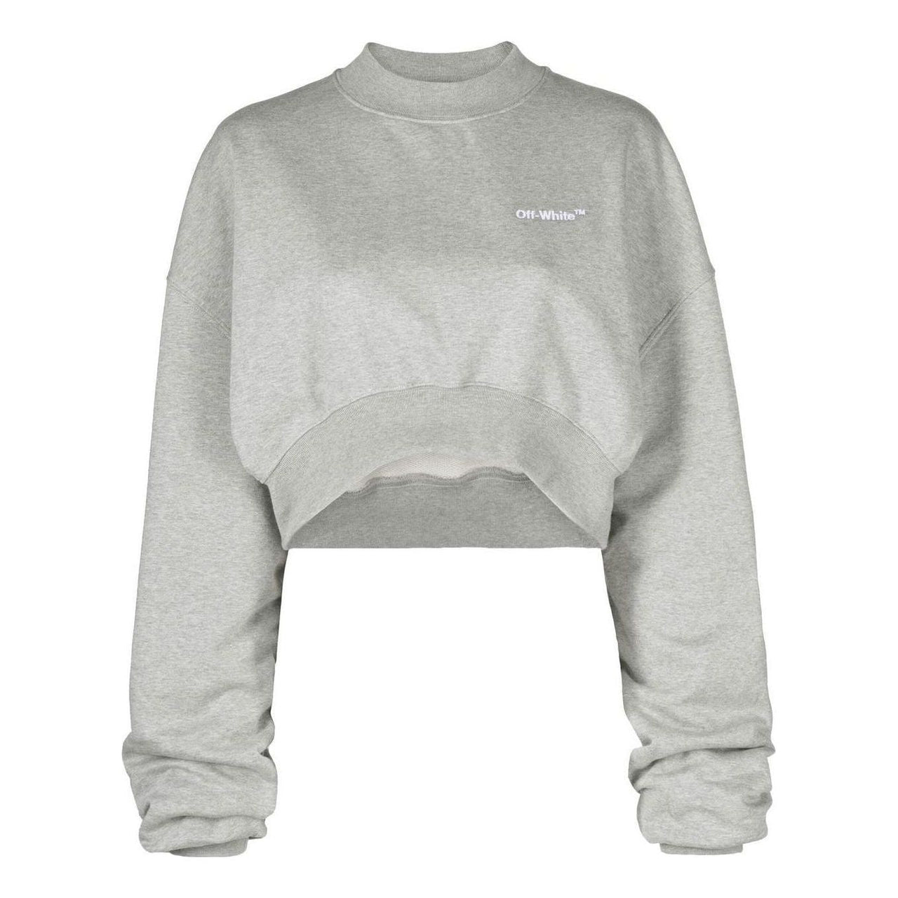 (WMNS) Off-White Oversized-sleeve Cropped Sweatshirt 'Grey' OWBA069C99JER0030801