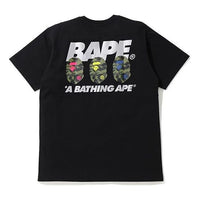 Men's BAPE Back Camouflage Ape Head Printing Short Sleeve Black 0ZXTEM110095C-BKX