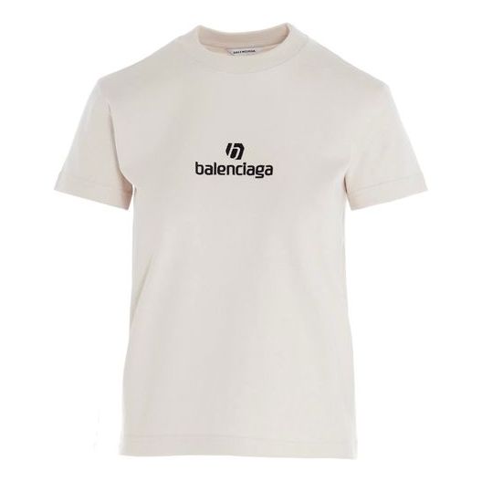 Balenciaga Logo Round-neck Tee Grey/White 612964TJVD99054