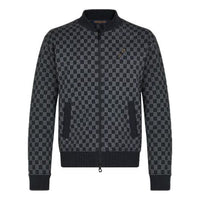 Men's LOUIS VUITTON FW21 Zipper aviator Plaid Long Sleeves Jacket Gray 1A8X2C
