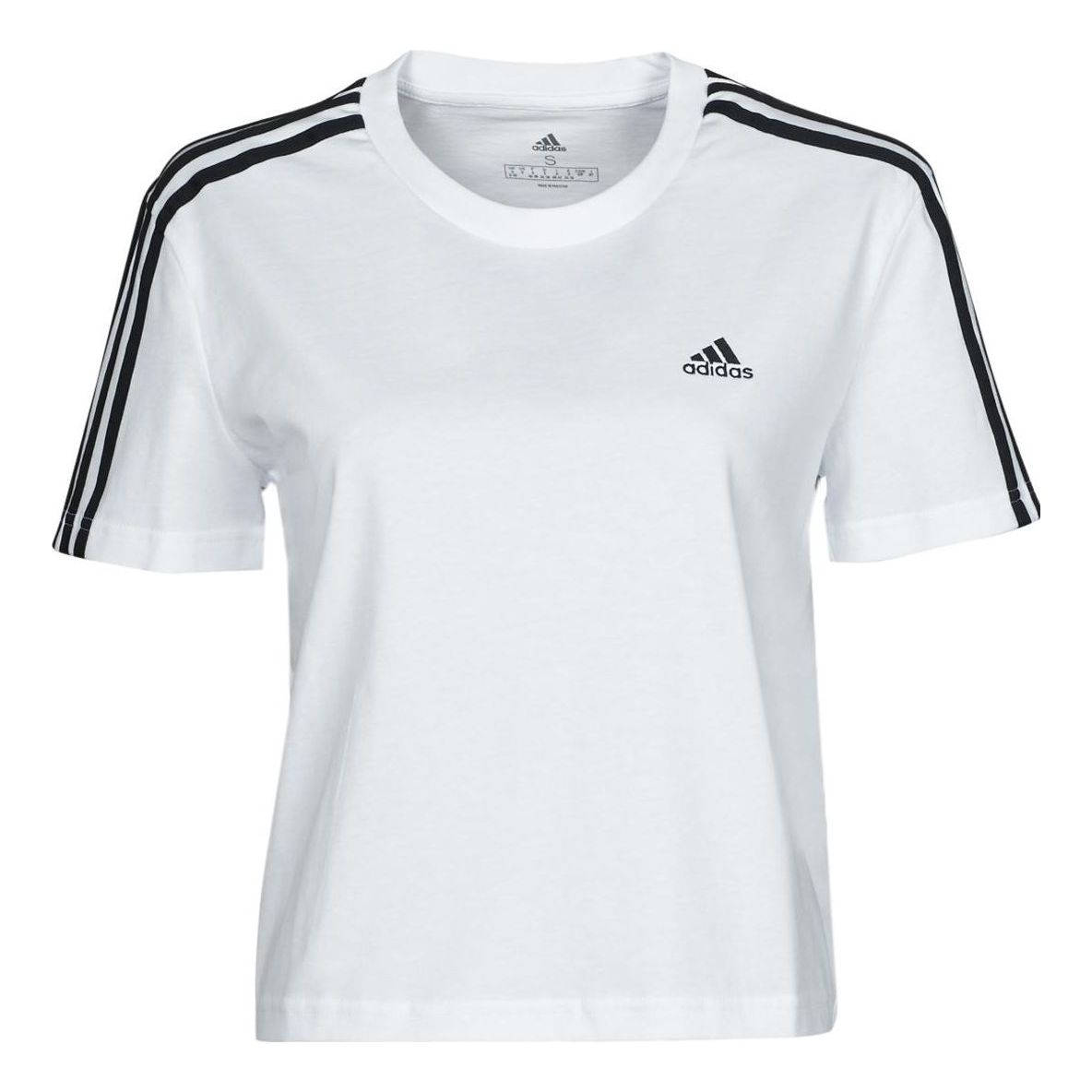 (WMNS) adidas Essentials Loose 3-Stripes Cropped T-Shirt Asia Sizing 'White Black' GL0778