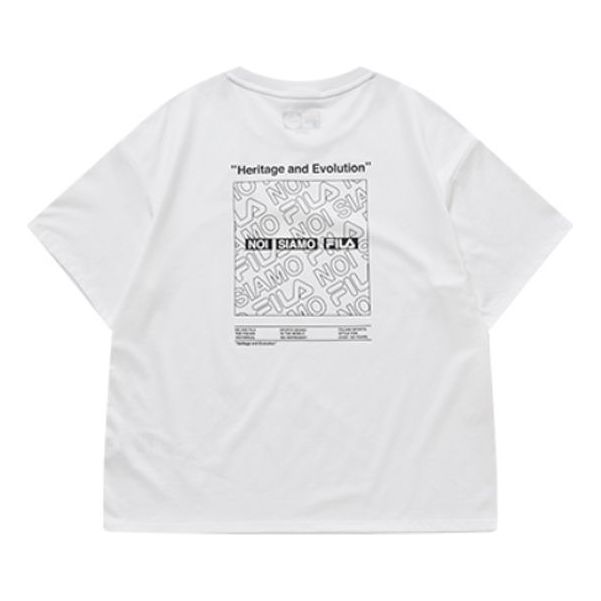 (WMNS) Fila logo Alphabet Printing Loose Short Sleeve White T11W021103F-WT