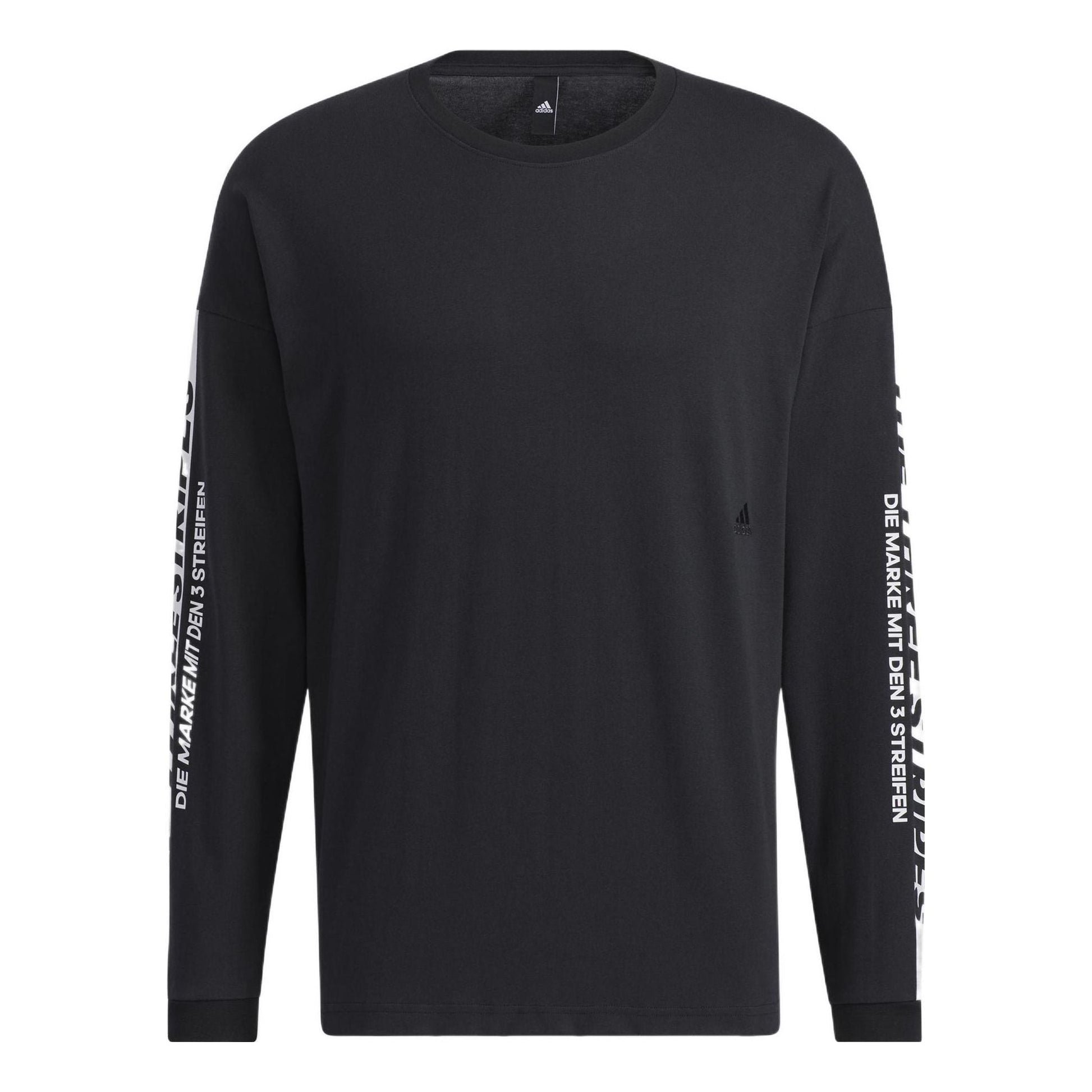 Men's adidas Sleeve Alphabet Pattern Round Neck Pullover Black HD0083