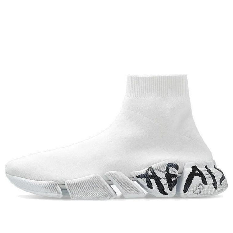 Balenciaga Speed 2.0 Sneakers 'White Knit with Black Graffiti' 617239W2DD42091