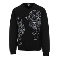 Men's KENZO Cotton Embroidered Pattern Pullover Long Sleeves Black F96-5SW009-4XG-99