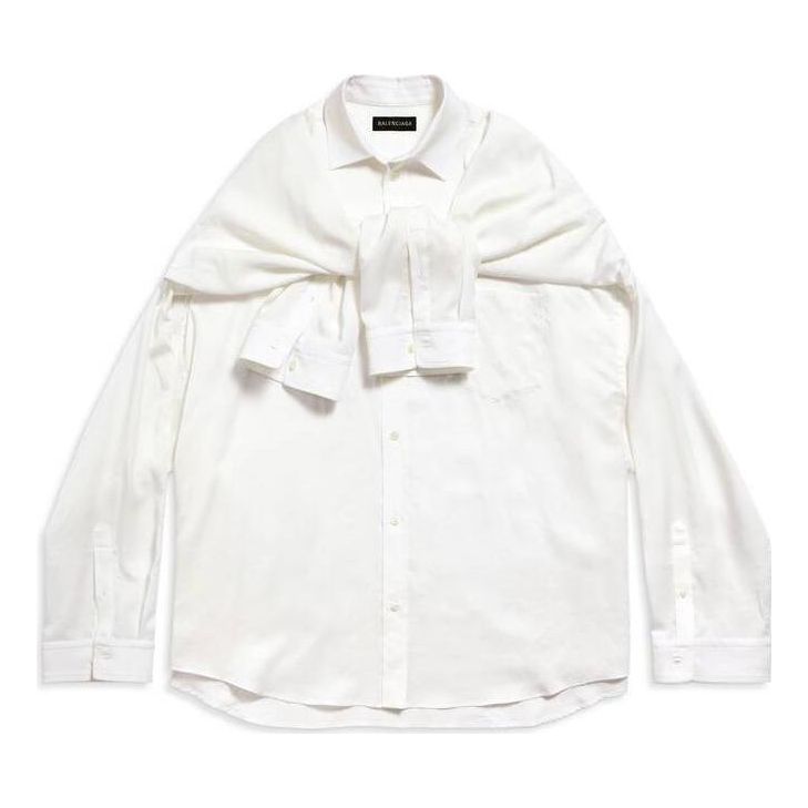 (WMNS) Balenciaga Knotted Sleeves Shirt Oversized 'White' 768553TPO359000