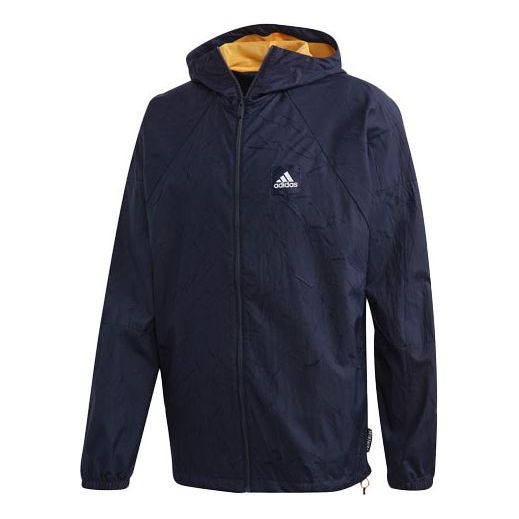 adidas Casual Sports hooded Logo Jacket Navy Blue FR8289
