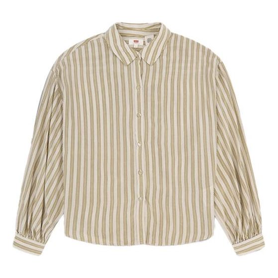 Levis Lapel Sleeve Stripe Long Sleeves Yellow Stripe Shirt 85382-0000