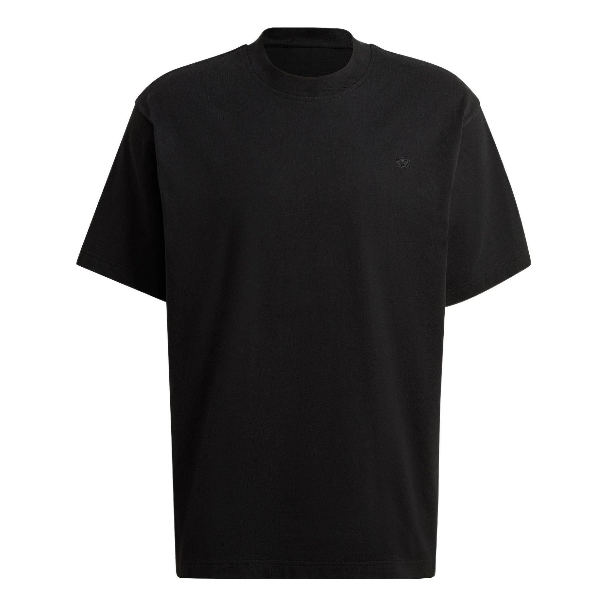 Men's adidas Solid Color Round Neck Pullover Short Sleeve Casual Black T-Shirt HK2890