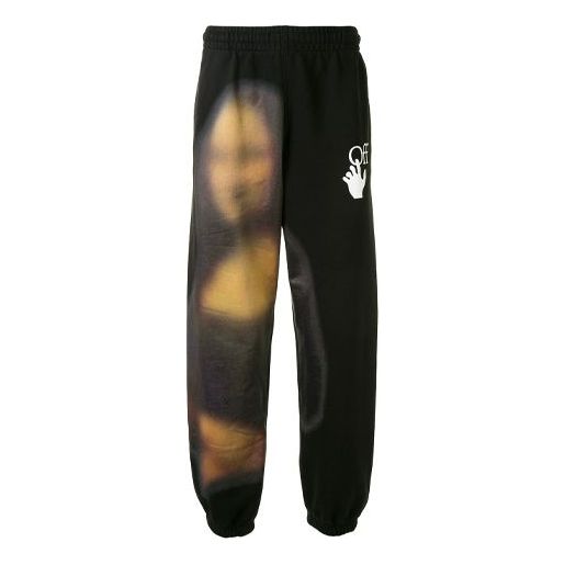 Off-White Mona Lisa Applique Logo Sports Pants Men's Black OMCH029F20FLE0071010