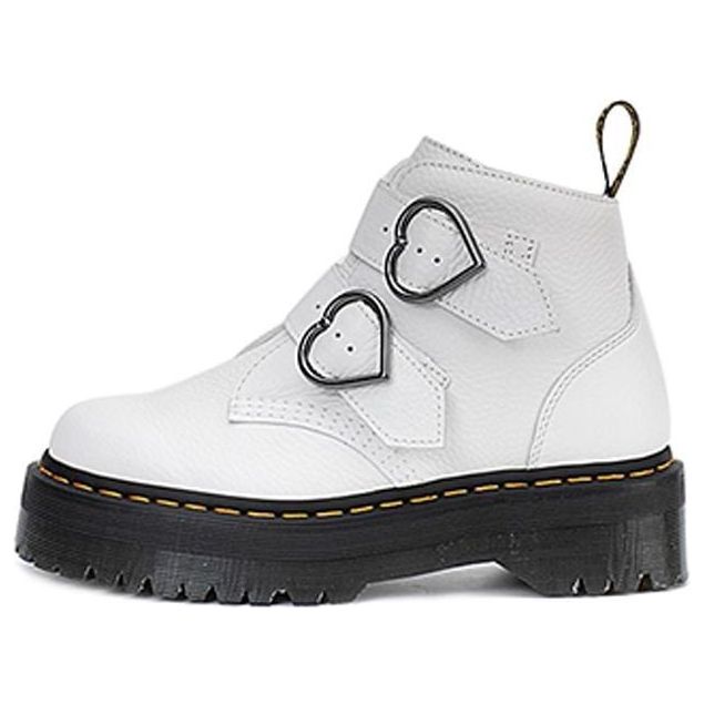 (WMNS) Dr.Martens Devon Heart Leather Platform Boots 'White' 26439100