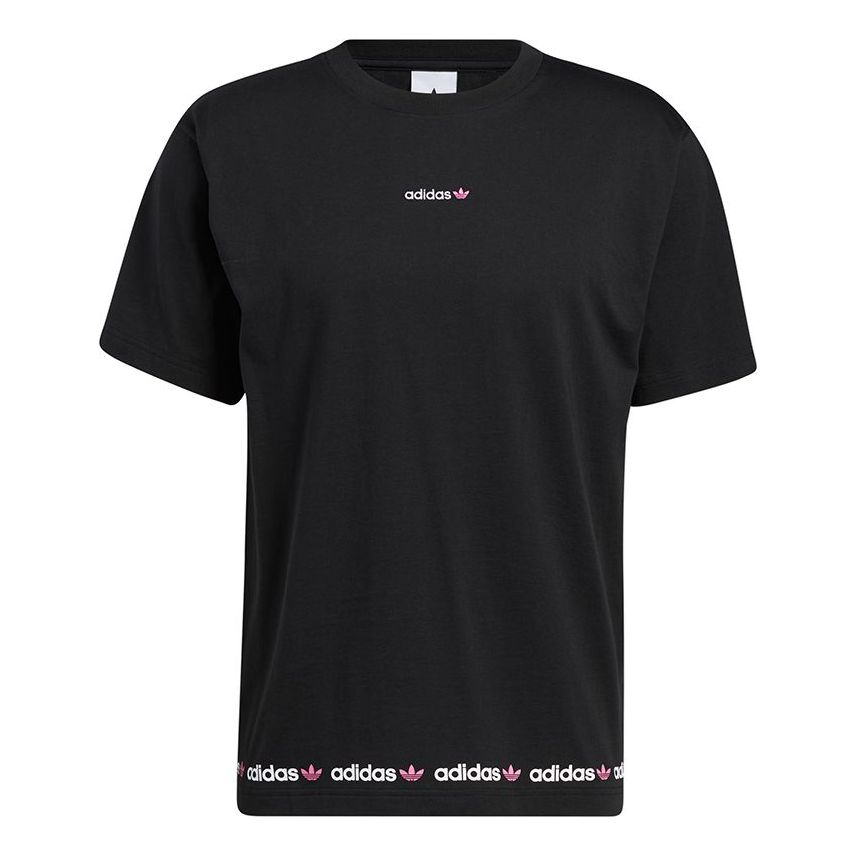 adidas originals Linear Repeat Logo Sports Round Neck Short Sleeve Black GN7126