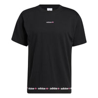 adidas originals Linear Repeat Logo Sports Round Neck Short Sleeve Black GN7126