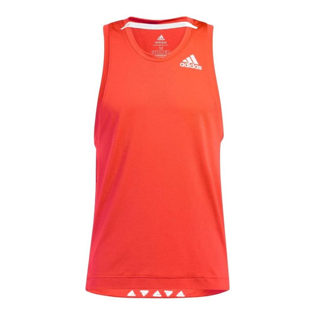 Men's adidas Solid Color Logo Stripe Gym Cycling Sports Red Vest GT3877