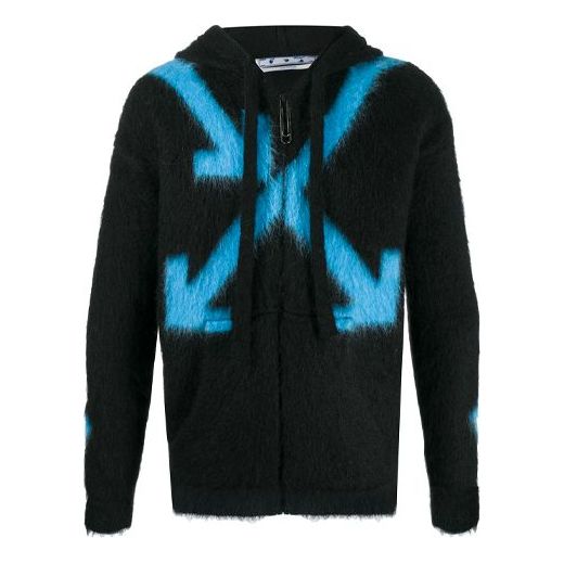 Men's Off-White Pattern Black Hoodie OMHA073F20KNI0021040