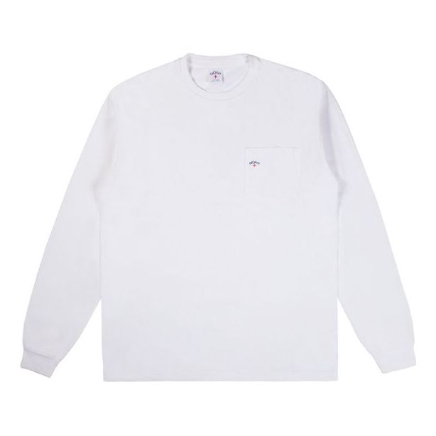 NOAH Long Sleeve Pocket Tee White Round Neck Long Sleeves Unisex PT2FW19WHT