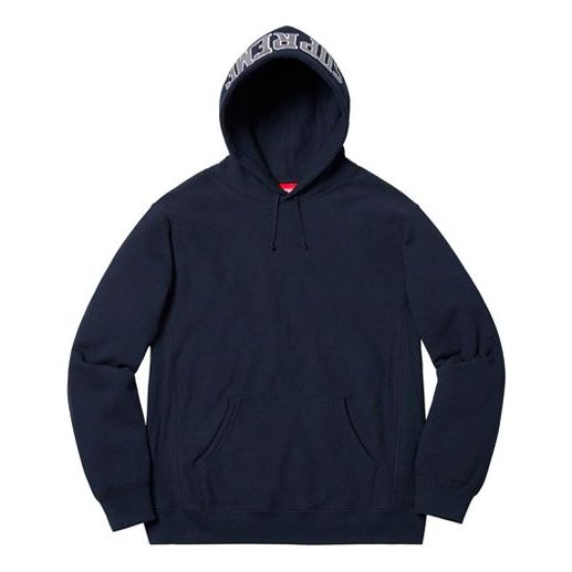 Supreme SS19 Sequin Arc Hooded Sweatshirt Navy logo SUP-SS19-455