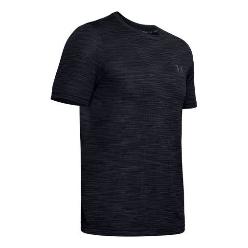 Men's Under Armour Seamless Round Neck Training Sports Short Sleeve Black 1345309-001