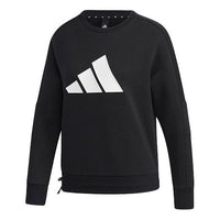 (WMNS) adidas Str Sweat Athleisure Casual Sports Printing Logo Round Neck Pullover Black Hoodie GP0718