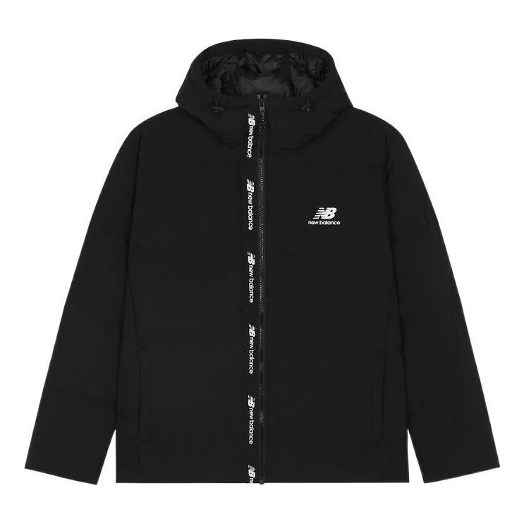 New Balance Logo Print Down Jacket Asia Sizing 'Black White' AMJ23343-BK