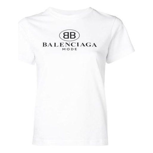 Balenciaga Mode Logo Printing Slim Fit Short Sleeve White 504156TYK231000