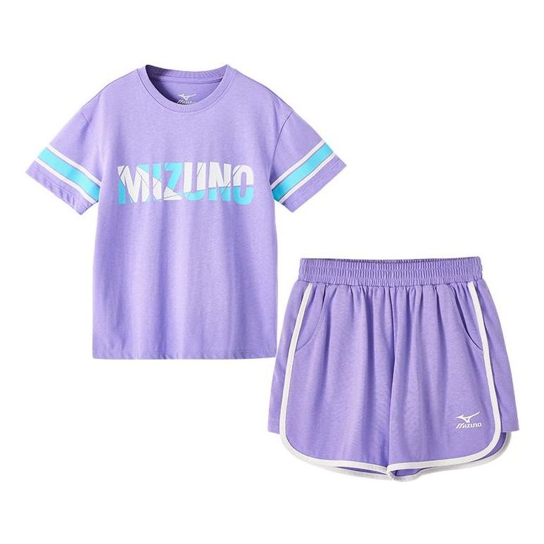 (GS) Mizuno Casual Sportswear T-shirt Suit 'Purple' 32CA2469