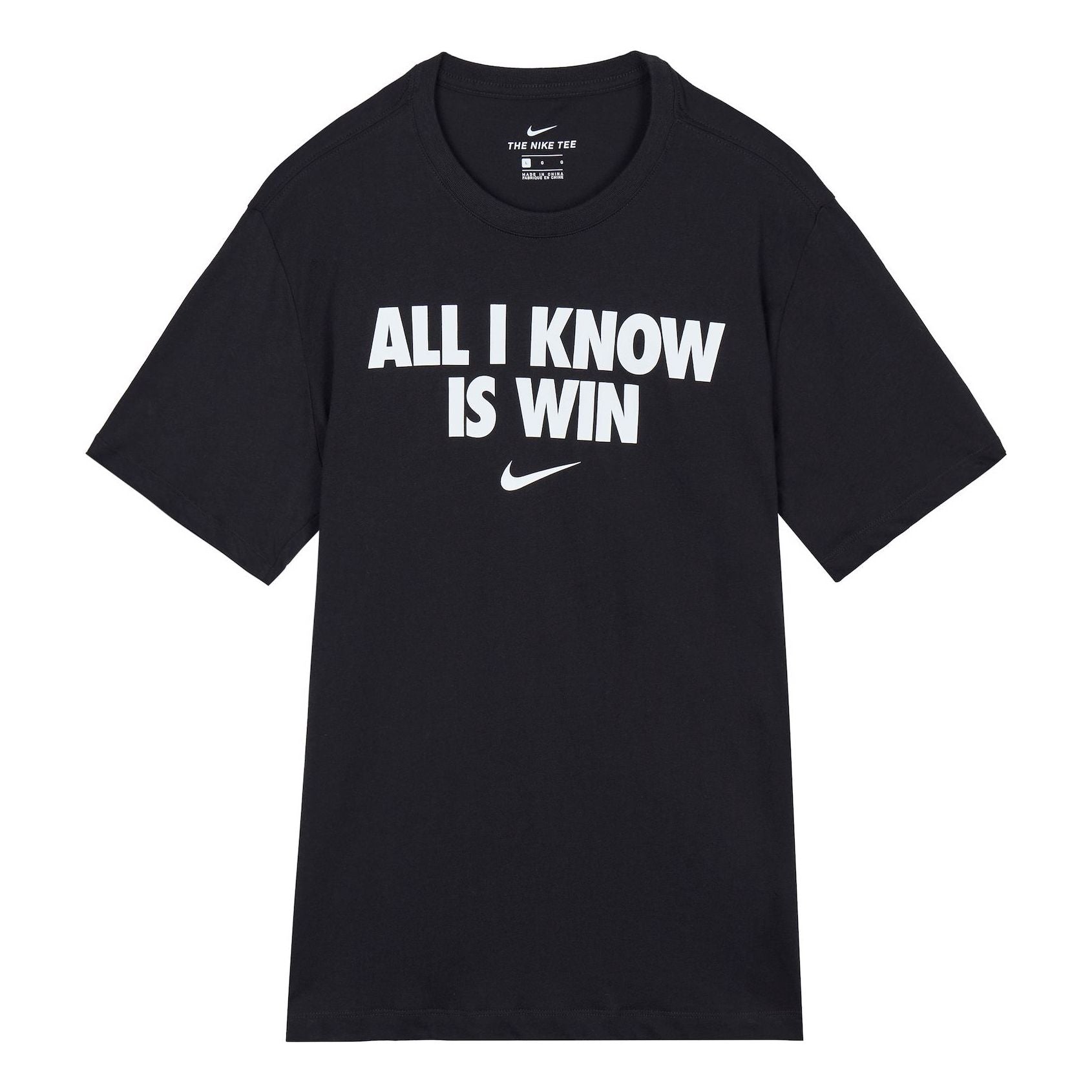 Nike All I Know Is Win Alphabet Printing Round Neck Short Sleeve Black DD0774-010