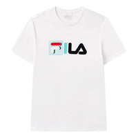 FILA Contrasting Colors Printing Logo Loose Round Neck Short Sleeve White F51M128175F-WT