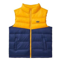 (GS) Skechers Letter Printed Down Vest 'Navy Yellow' L321K127-00H4