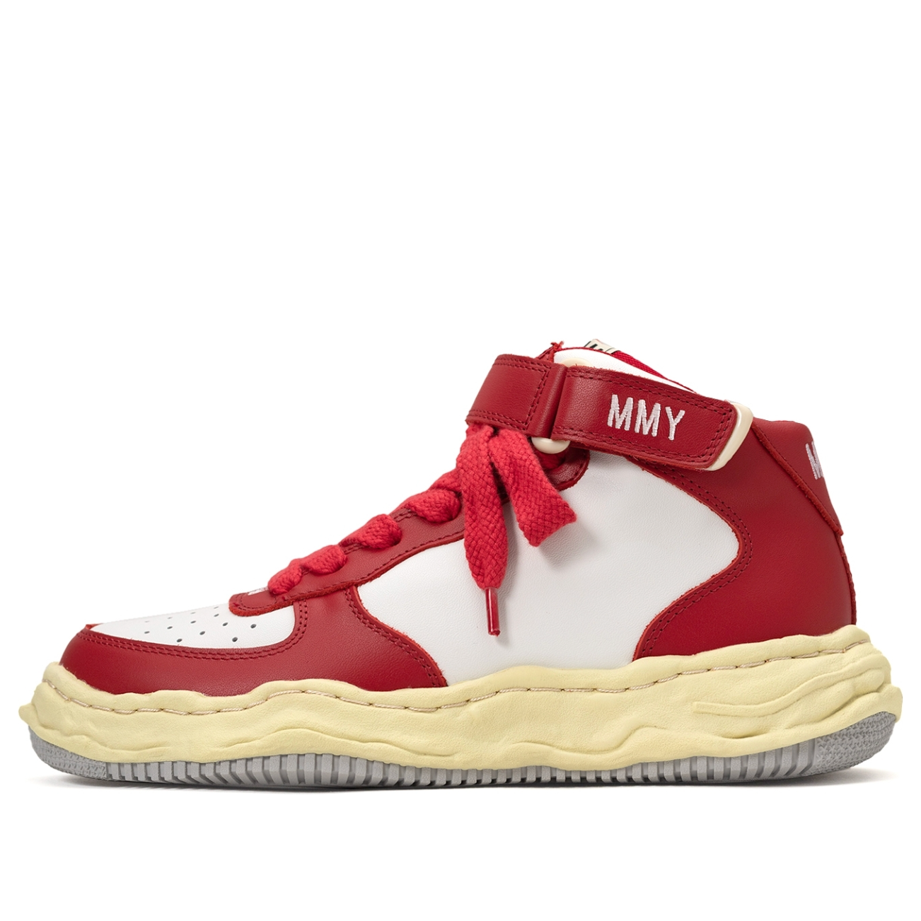 Maison MIHARA YASUHIRO WAYNE VL OG Sole Leather High-top Sneaker 'Red' A09FW729-WHTRED