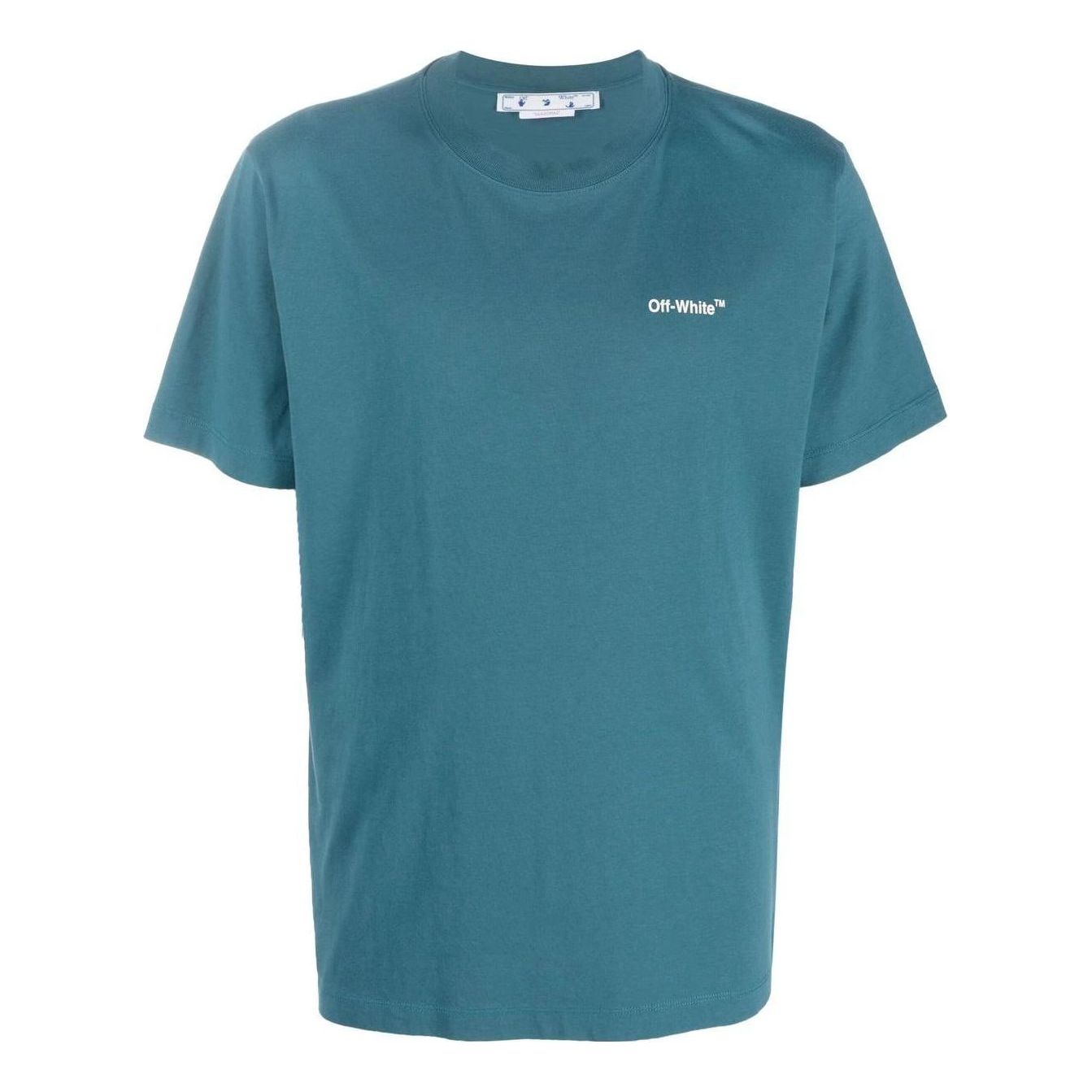 Men's Off-White FW22 Arrow Printing Round Neck Short Sleeve Ordinary Version Blue T-Shirt OMAA027F22JER0115501