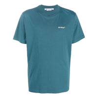 Men's Off-White FW22 Arrow Printing Round Neck Short Sleeve Ordinary Version Blue T-Shirt OMAA027F22JER0115501