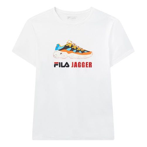 FILA Jagger Casual Sports Pattern Printing Round Neck Short Sleeve White F11M028154F-WT